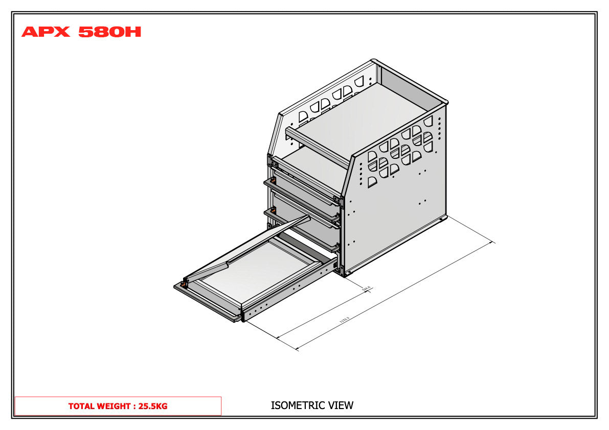 APX 4 Tier Bench, Drawer & Shelving Unit