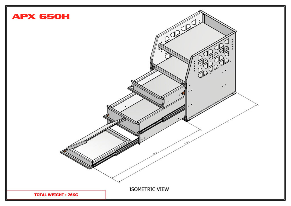 APX 4 Tier Bench, Drawer & Shelving Unit