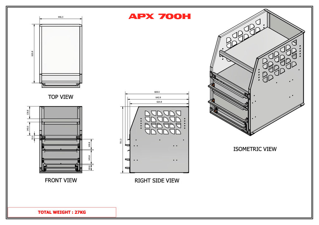 APX 4 Tier Bench, Drawer & Shelving Unit