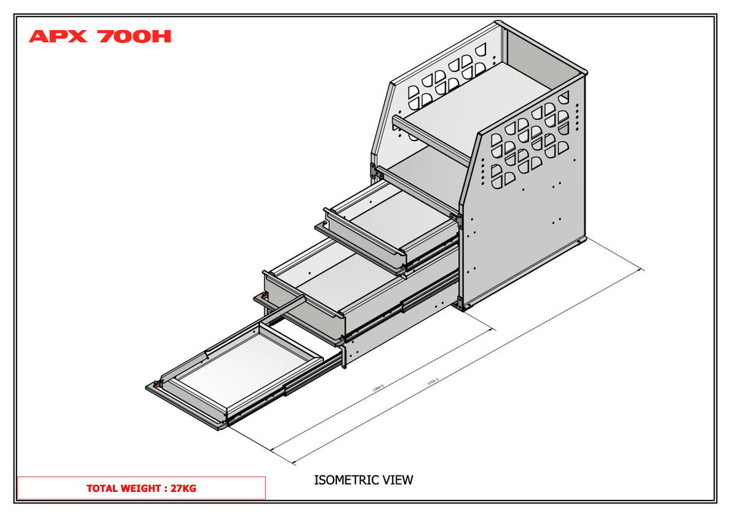 APX 4 Tier Bench, Drawer & Shelving Unit