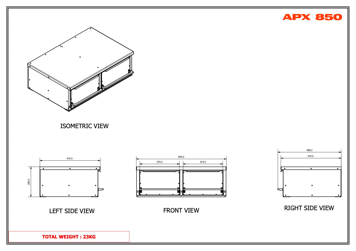 APX Twin Side by Side Canopy Internal Drawer Unit